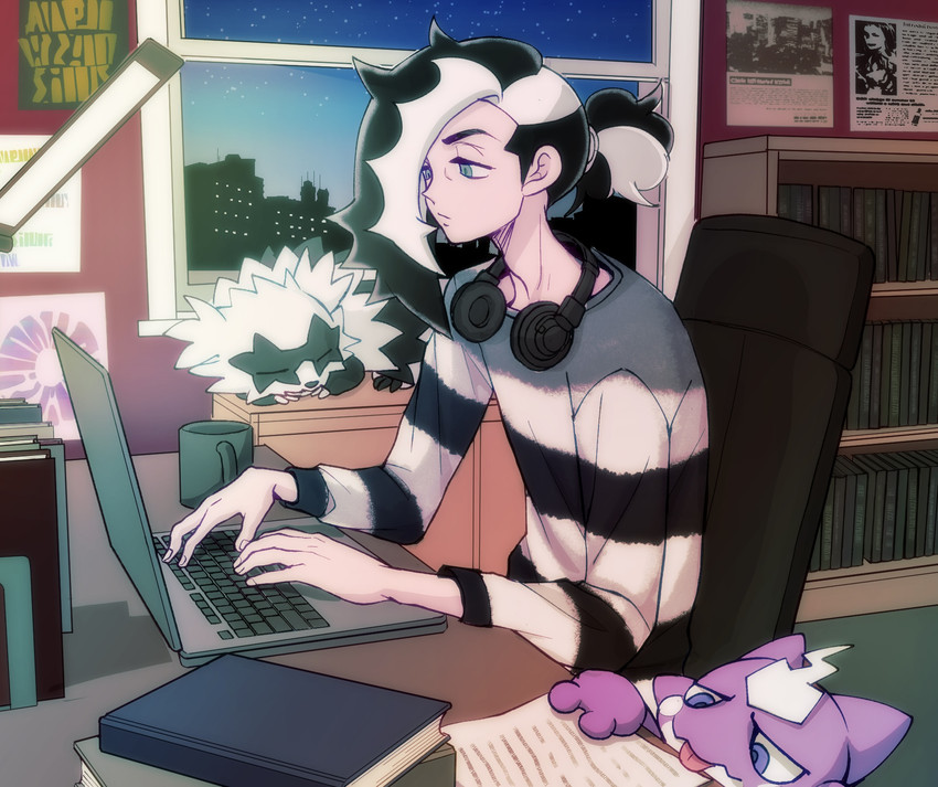 piers, galarian zigzagoon, and toxel (pokemon and 1 more) drawn by shiratama_(shiratama_zenzai)