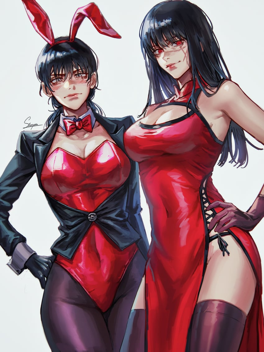 yoru and mitaka asa (chainsaw man) drawn by staryoruu