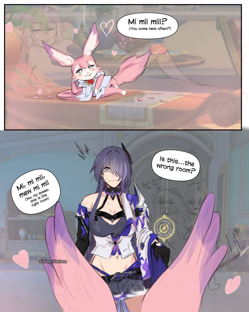 elysia, acheron, and mem (honkai and 2 more) drawn by sleepy_kaslana