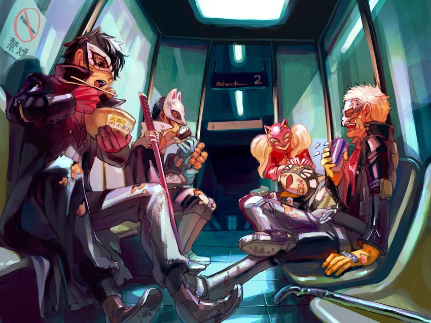 amamiya ren, takamaki anne, morgana, joker, panther, and 4 more (persona and 1 more) drawn by chanch