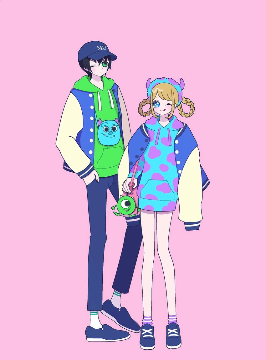mike wazowski, james p. sullivan, fukuhara ann, and kougami taiga (pretty series and 3 more) drawn by nyaasechan