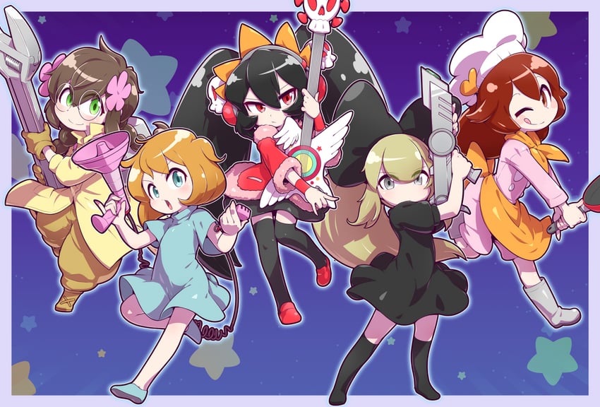 ashley, claudia, cocomin, vanessa, and anna (warioware and 1 more) drawn by tokkyuu_mikan