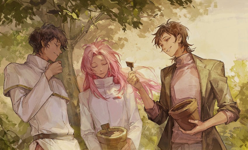 hatsutori hajime, utsugi noriyuki, and harada minoru (saibou shinkyoku) drawn by guuuu