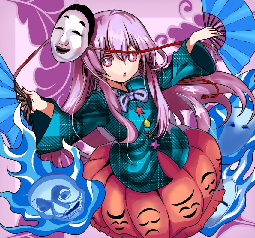 hata no kokoro (touhou) drawn by flimsy_market1893