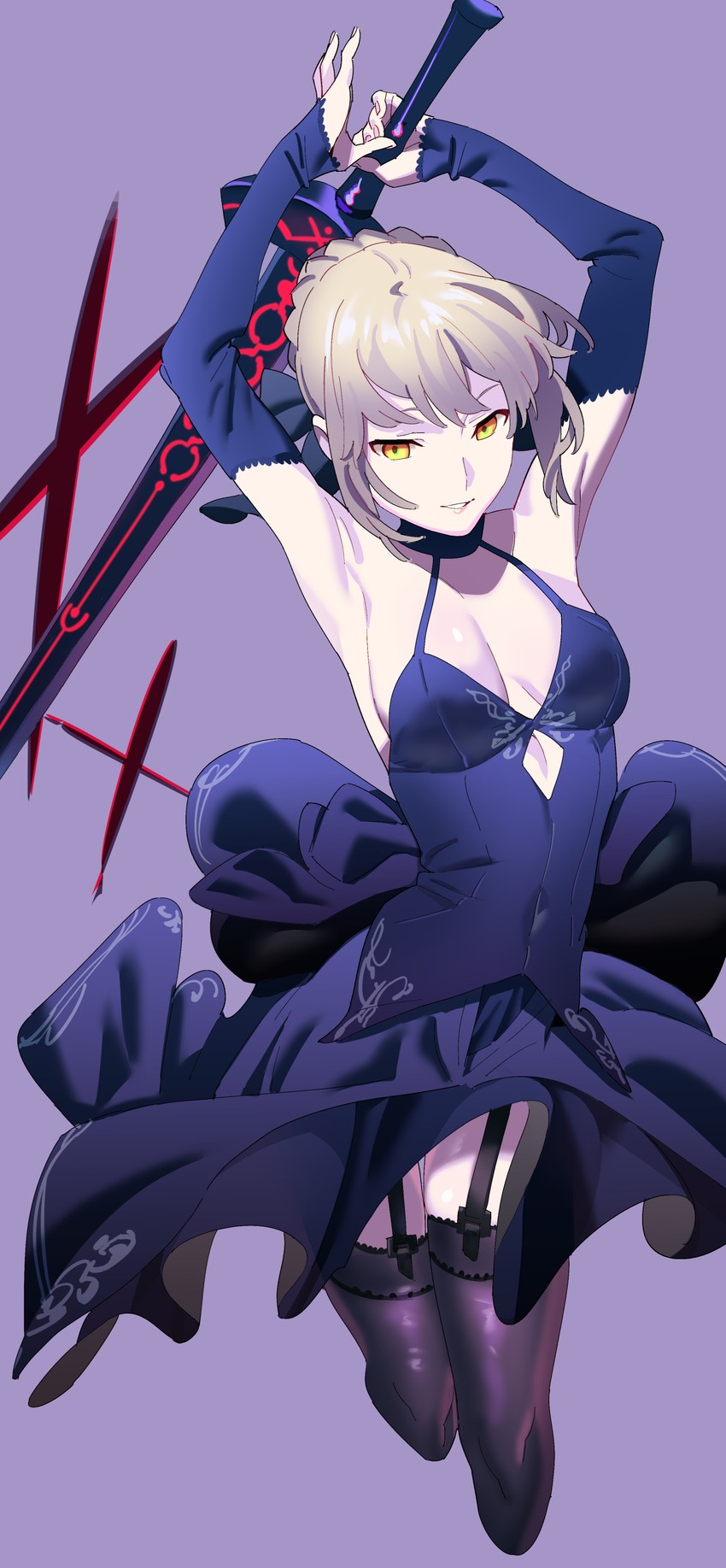 artoria pendragon and saber alter (fate and 2 more) drawn by henken