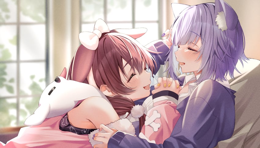 nekomata okayu, inugami korone, and hoso-inu (hololive) drawn by maki_oimo