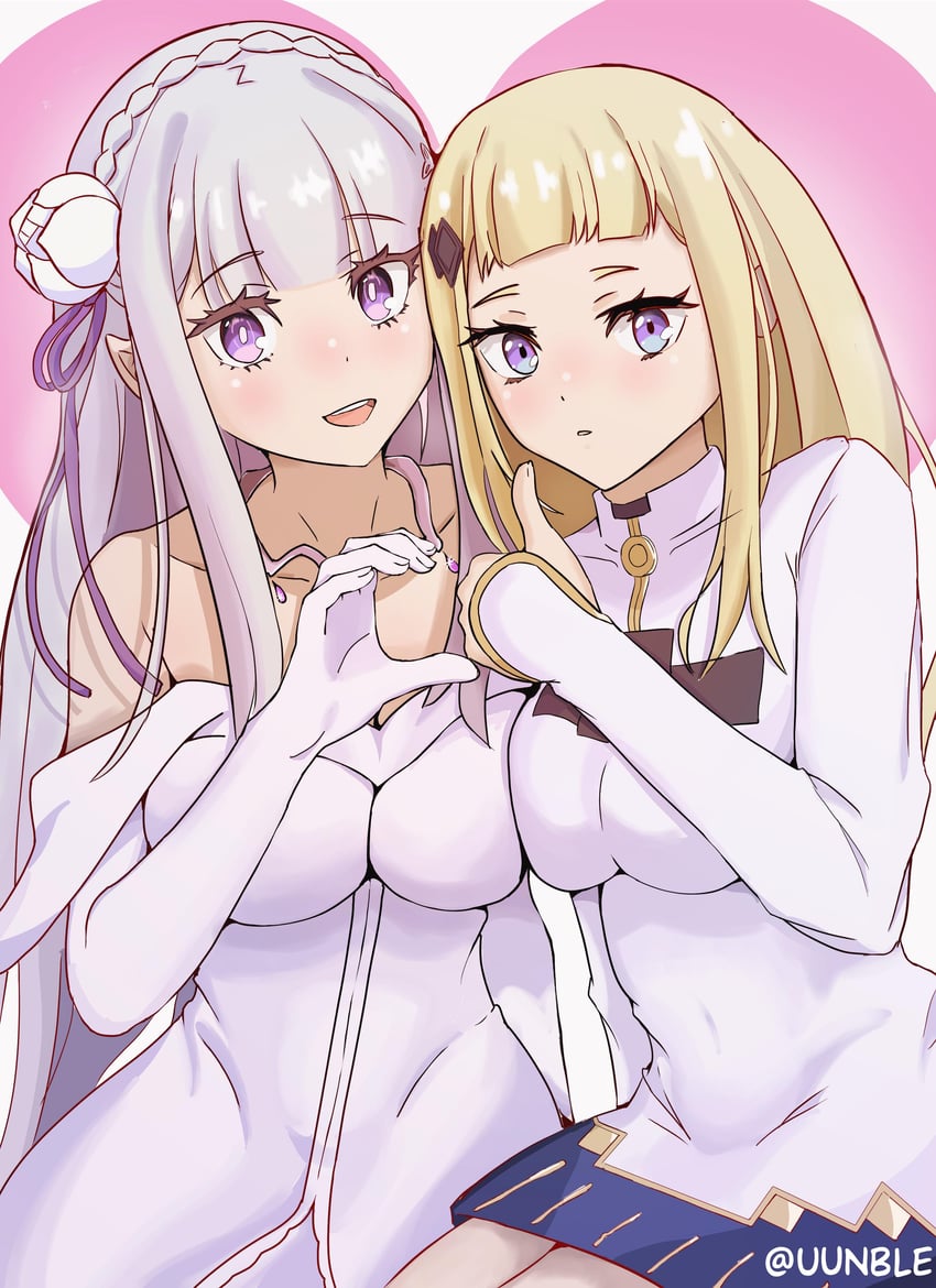 emilia and sylphy (re:zero kara hajimeru isekai seikatsu) drawn by uunble