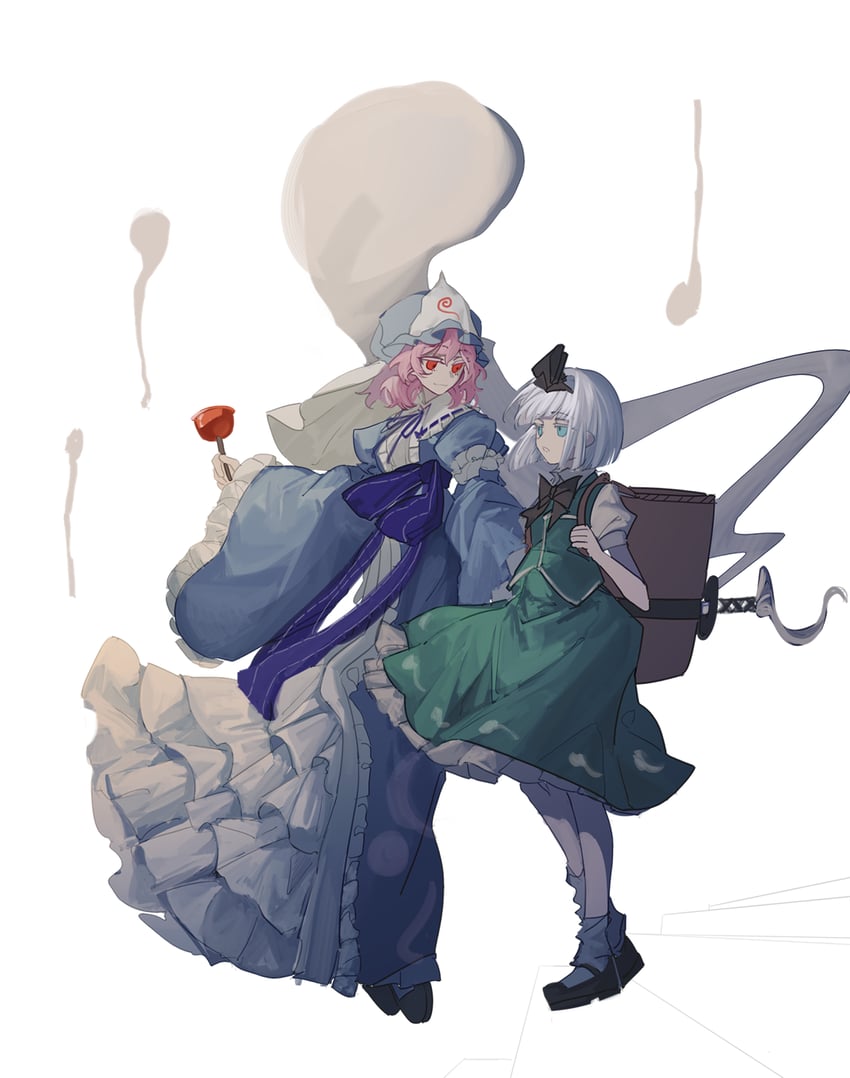 konpaku youmu and saigyouji yuyuko (touhou) drawn by xian_qishui