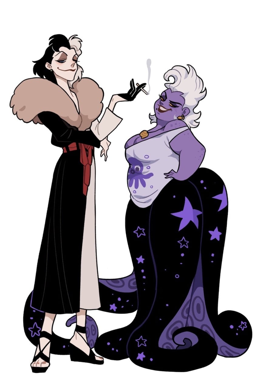 ursula and cruella de vil (disney and 2 more) drawn by juanmao