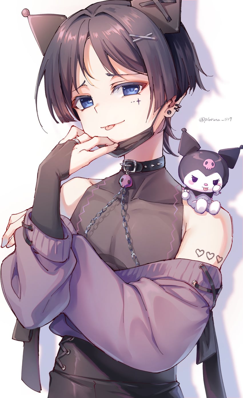scaramouche, wanderer, and kuromi (genshin impact and 2 more) drawn by platina_1117
