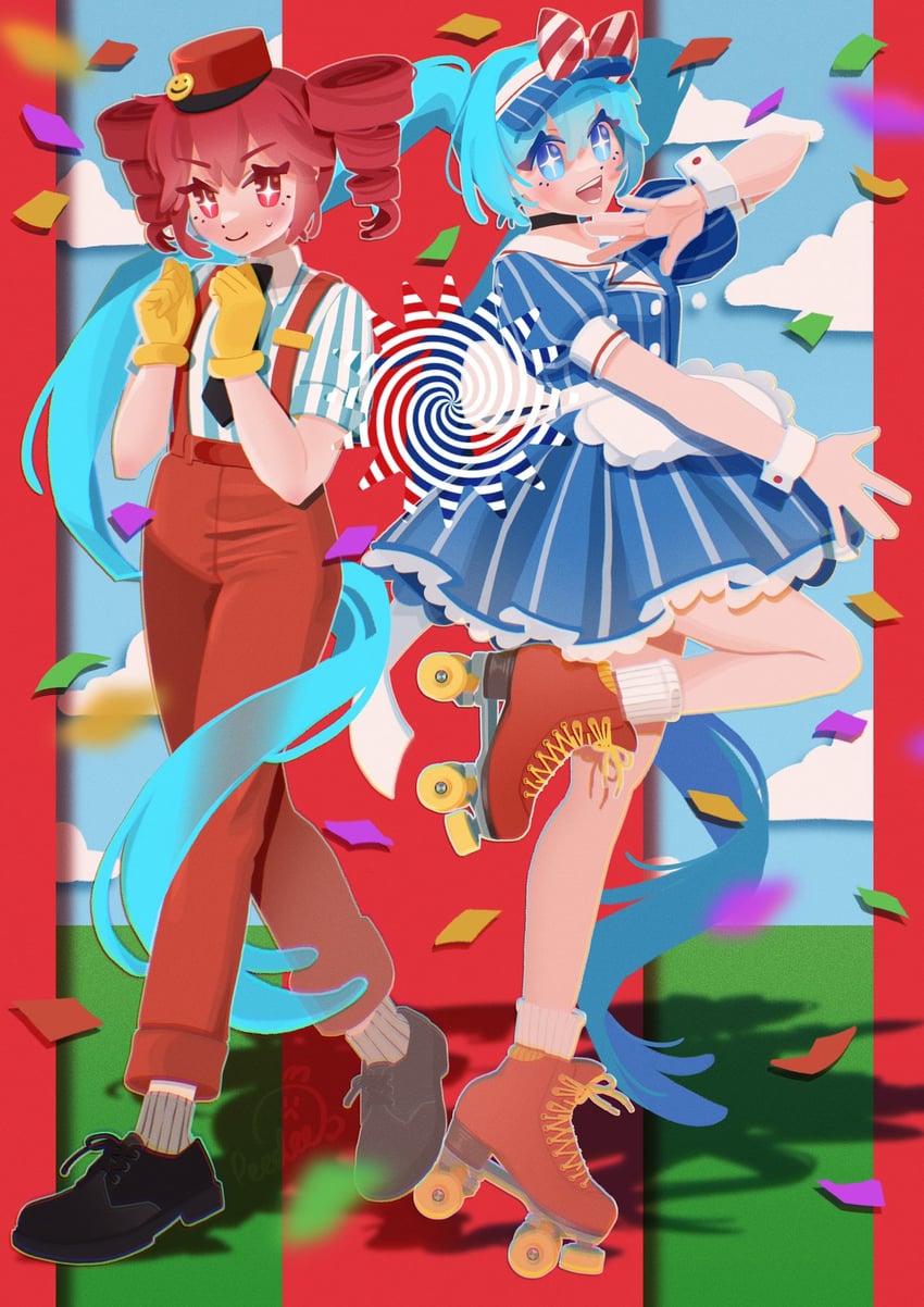 hatsune miku and kasane teto (vocaloid and 2 more) drawn by peedee_(pidi)