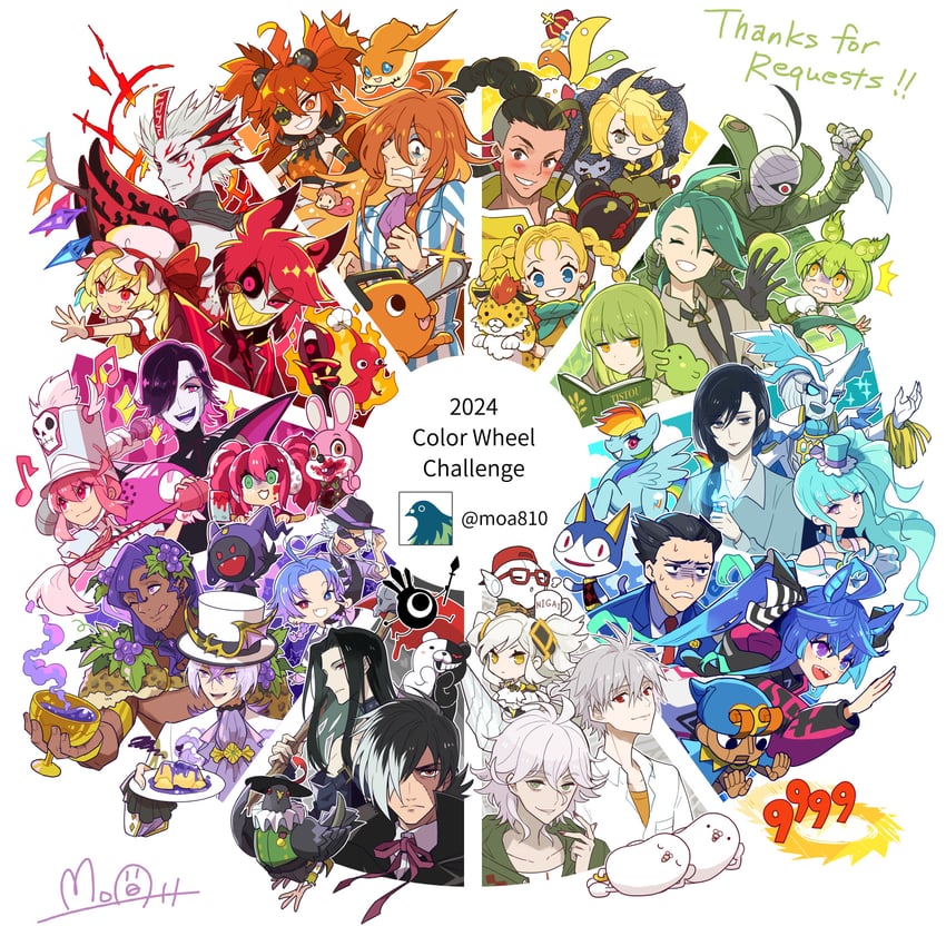 flandre scarlet, komaeda nagito, nagisa kaworu, rika, twin turbo, and 46 more (touhou and 53 more) drawn by hato_moa