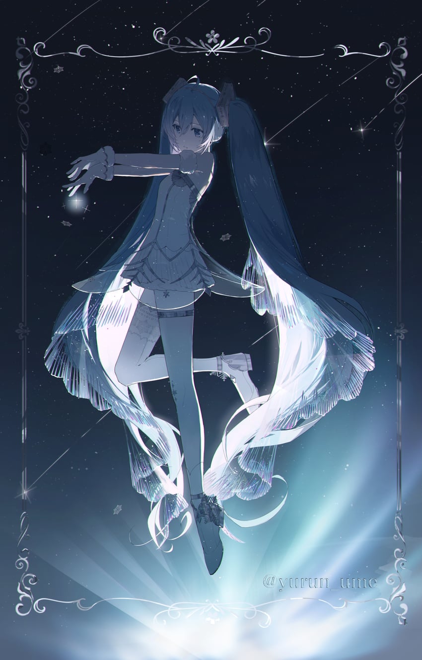 hatsune miku and gramophone miku (vocaloid and 1 more) drawn by yurun_(yurun_ume)