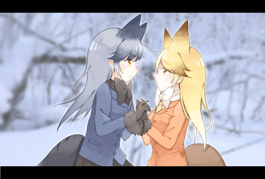 silver fox and ezo red fox (kemono friends) drawn by me_(dafeitu)