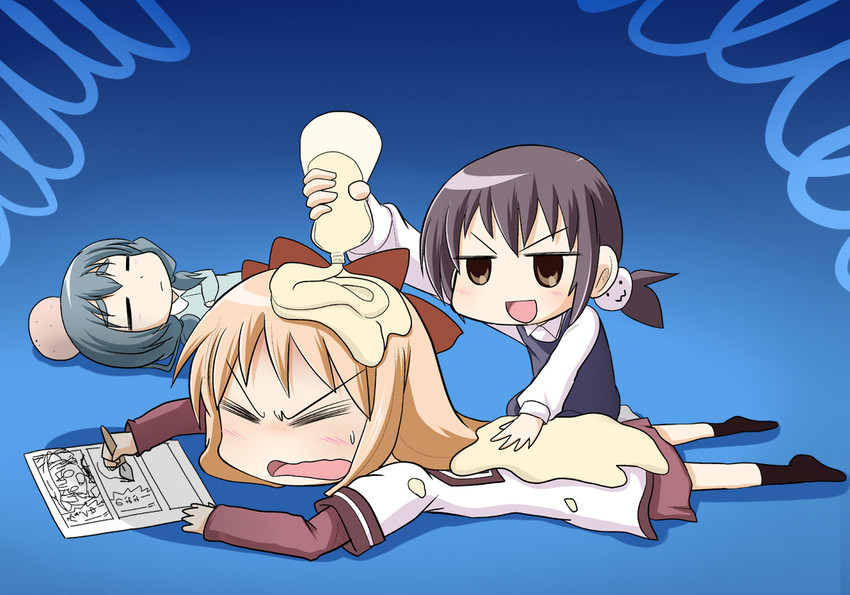 toshinou kyouko, furutani kaede, and funami mari (yuruyuri) drawn by shijiani