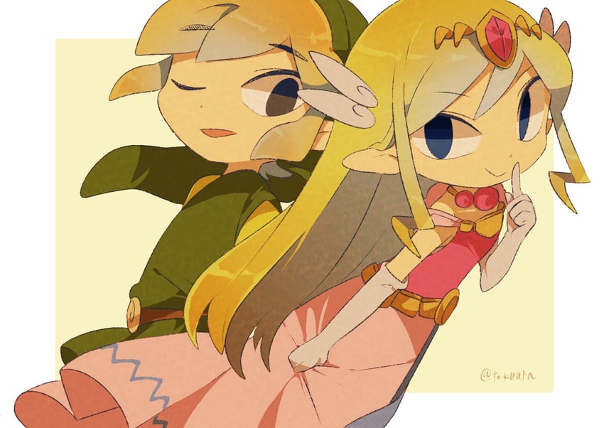 link, princess zelda, toon link, and toon zelda (the legend of zelda and 2 more) drawn by tokuura
