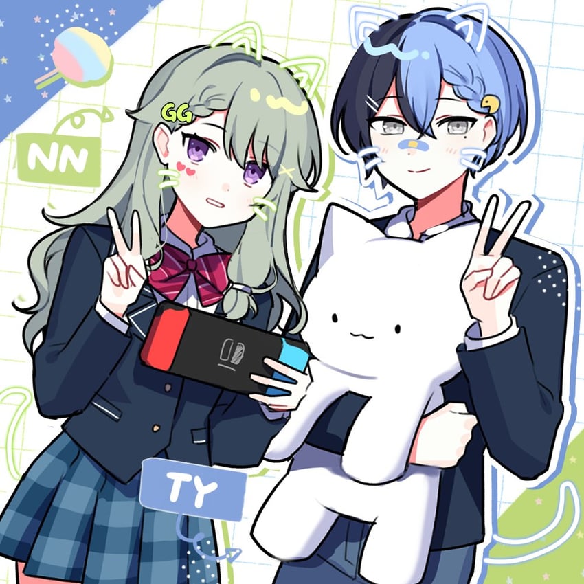 kusanagi nene and aoyagi touya (project sekai) drawn by waka_(wk4444)