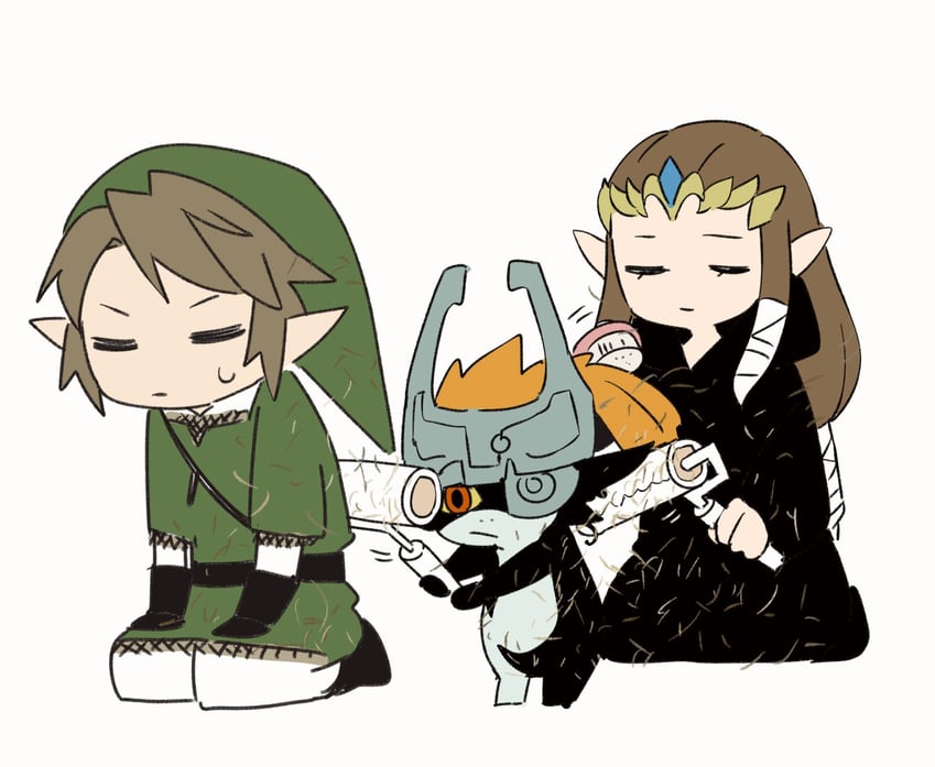 link, princess zelda, and midna (the legend of zelda and 1 more) drawn by koi_(nisikicoi)