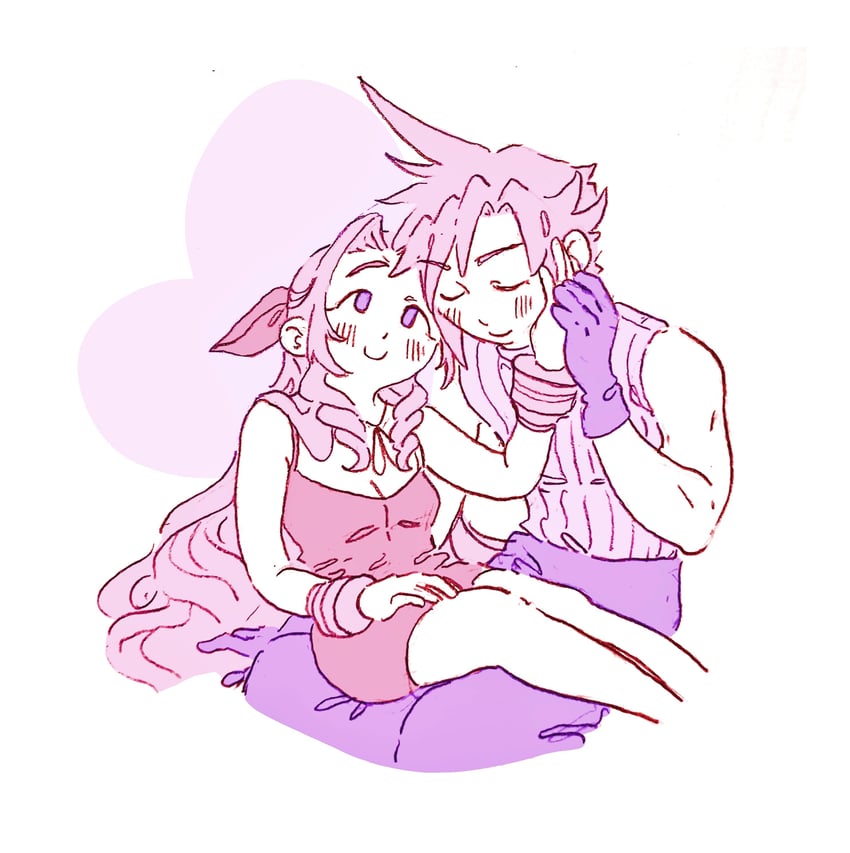 cloud strife and aerith gainsborough (final fantasy and 1 more) drawn by neirorien