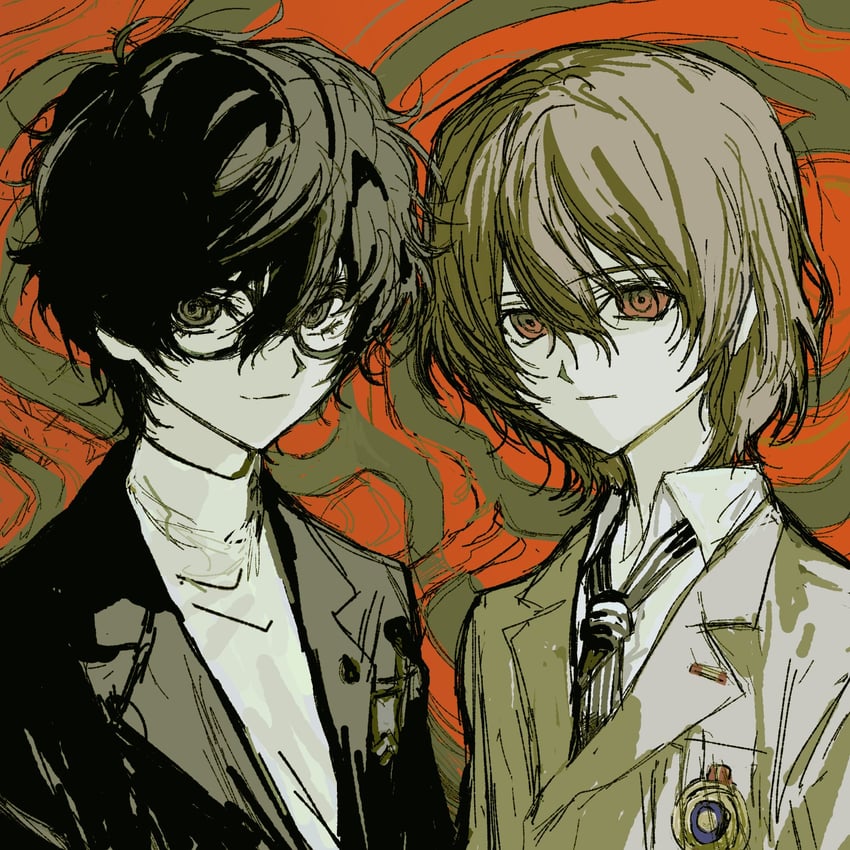 amamiya ren and akechi gorou (persona and 1 more) drawn by noisy9p