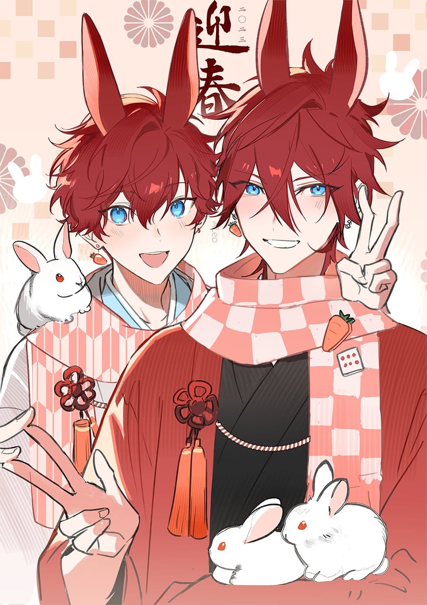 amagi rinne and amagi hiiro (ensemble stars!) drawn by aleo