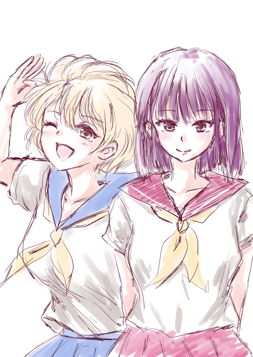 hasebe kazumi and shimada mami (kunio-kun series) drawn by koseir18