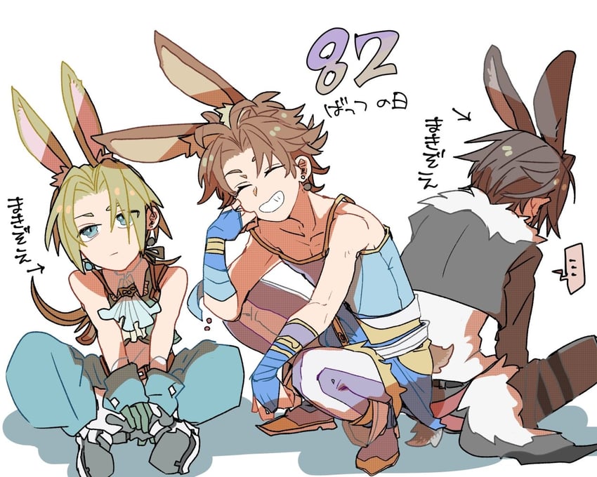 squall leonhart, zidane tribal, and bartz klauser (final fantasy and 3 more) drawn by oshibainoticket