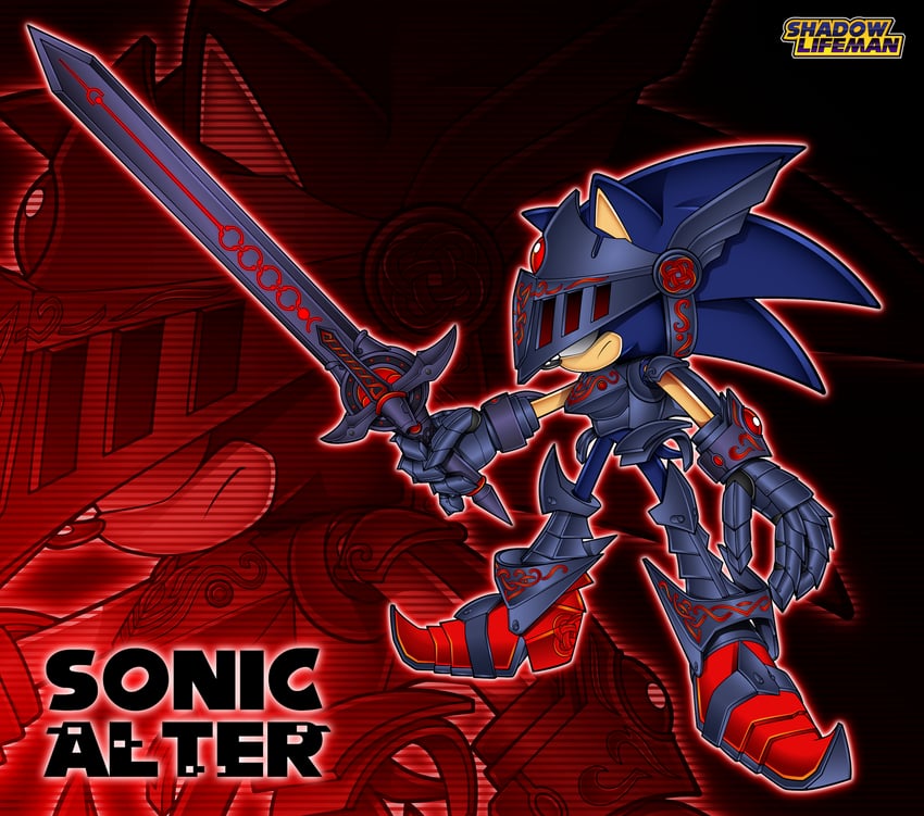 artoria pendragon, saber alter, sonic the hedgehog, caliburn, and excalibur sonic (fate and 5 more) drawn by shadowlifeman
