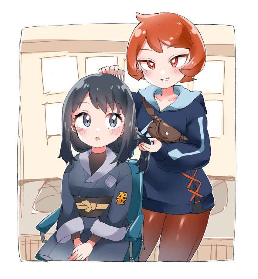 akari and arezu (pokemon and 1 more) drawn by gateau_scr