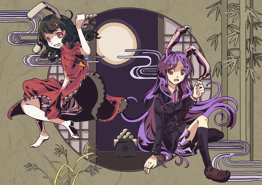 reisen udongein inaba and inaba tewi (touhou) drawn by shirousagi_una