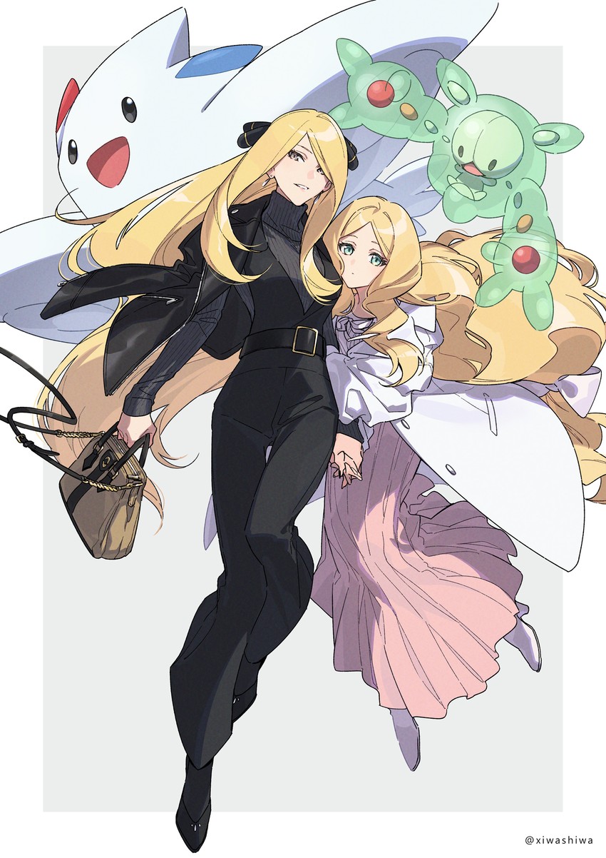 cynthia, caitlin, togekiss, and reuniclus (pokemon and 3 more) drawn by xia_(ryugo)
