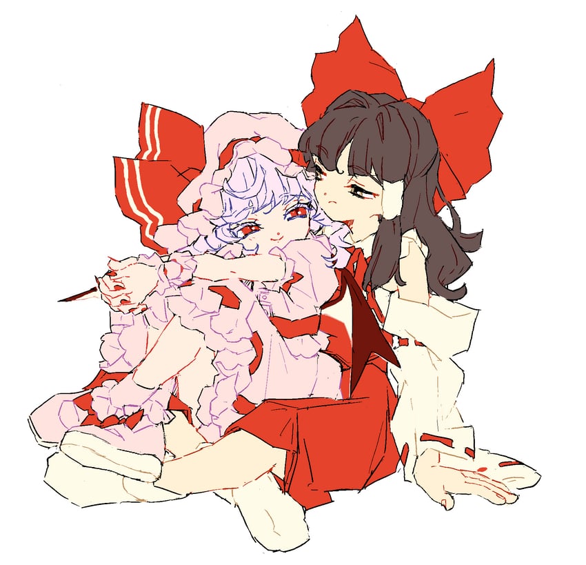 hakurei reimu and remilia scarlet (touhou) drawn by ndasuzu_(n64qd11)
