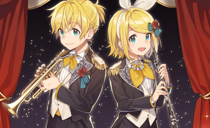 kagamine rin and kagamine len (vocaloid and 1 more) drawn by booota