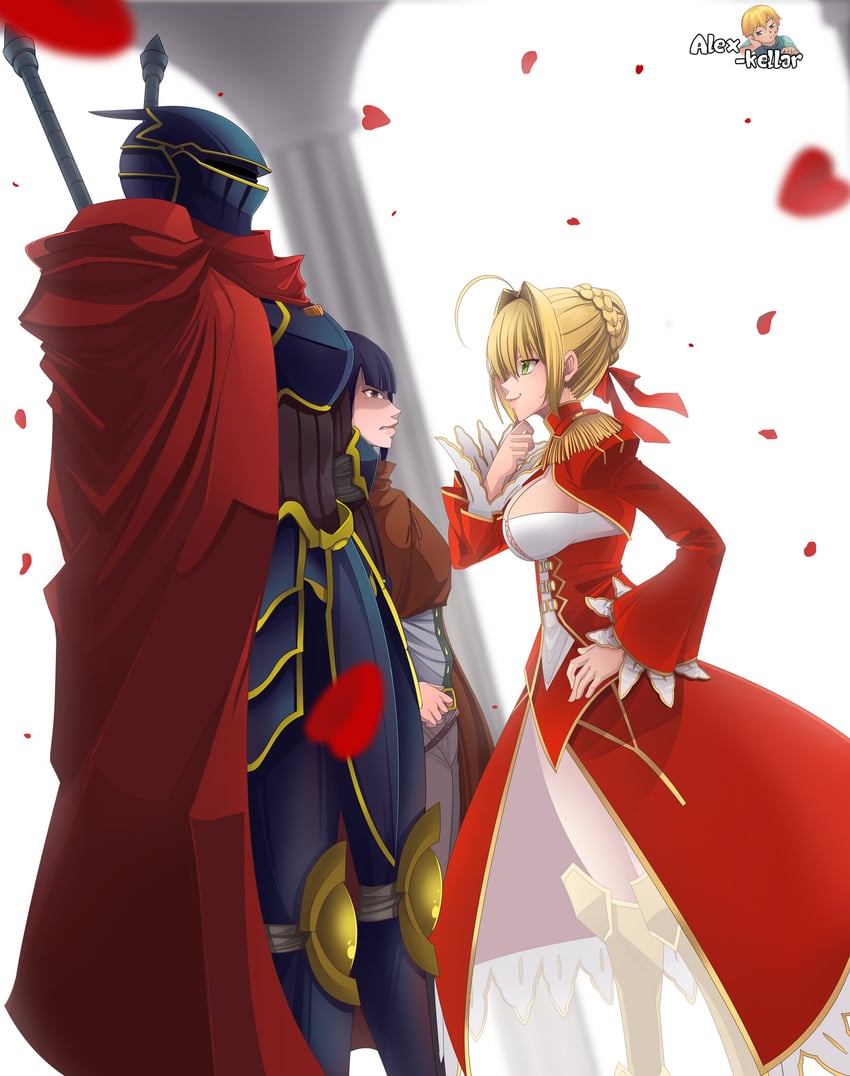 nero claudius, ainz ooal gown, narberal gamma, nabe, and momon (fate and 2 more) drawn by alex_kellar