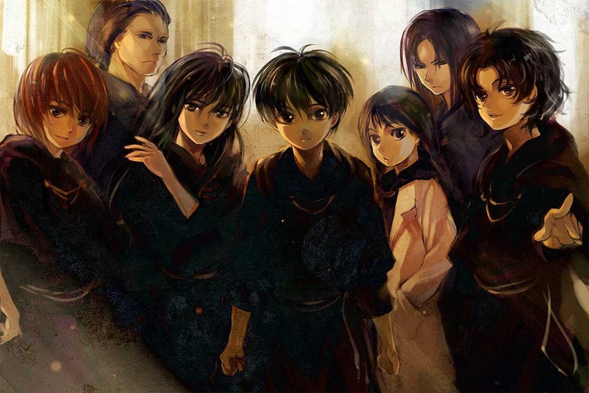 orphen, azalie cait sith, uys els ito egum ed gorgon, leticia maccready, hartia, and 2 more (majutsushi orphen) drawn by ame_yamori