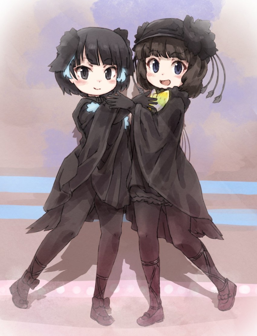 superb bird-of-paradise, western parotia, yagi mashiro, and kan madoka (kemono friends) drawn by kolshica