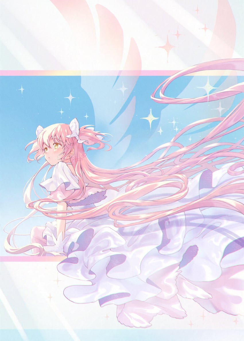 kaname madoka and ultimate madoka (mahou shoujo madoka magica) drawn by asukaru_(magika_ru)
