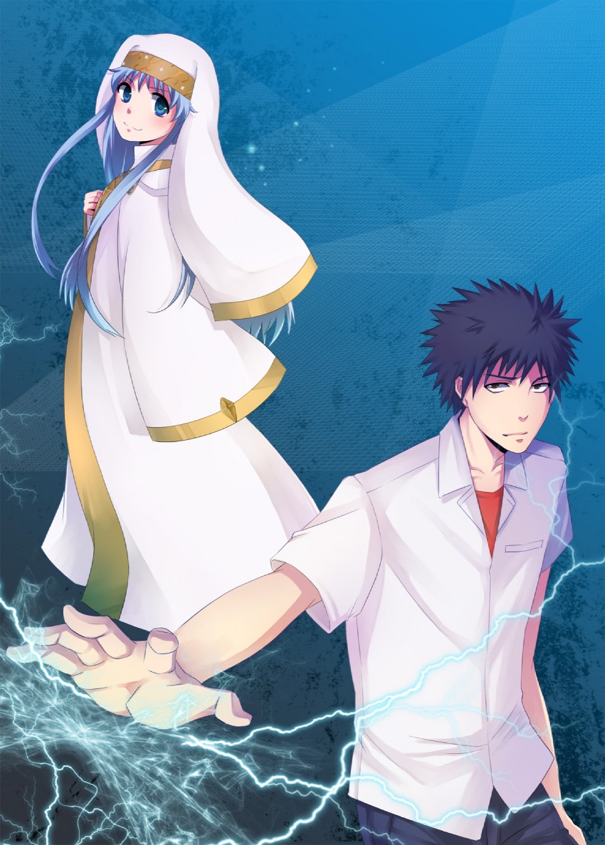 kamijou touma and index (toaru majutsu no index) drawn by haru_(peche)