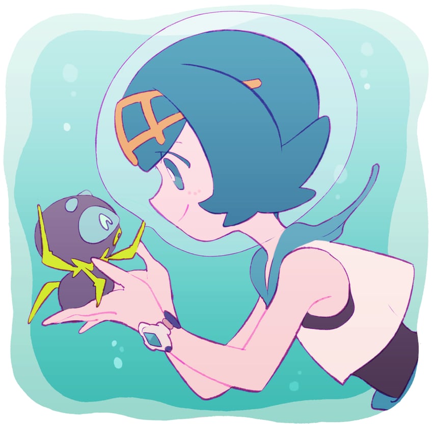 lana and dewpider (pokemon and 1 more) drawn by 2nacl