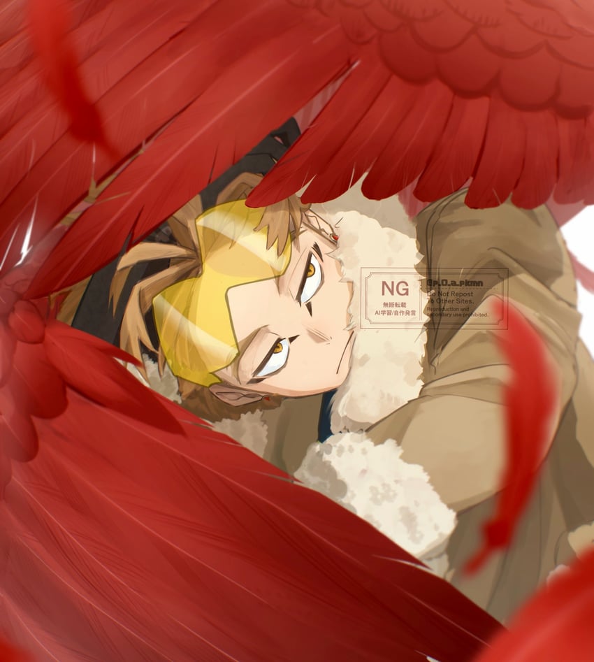 hawks (boku no hero academia) drawn by p_0_a
