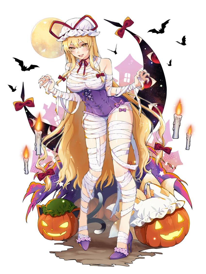 yakumo yukari, yakumo ran, and chen (touhou) drawn by kirisita