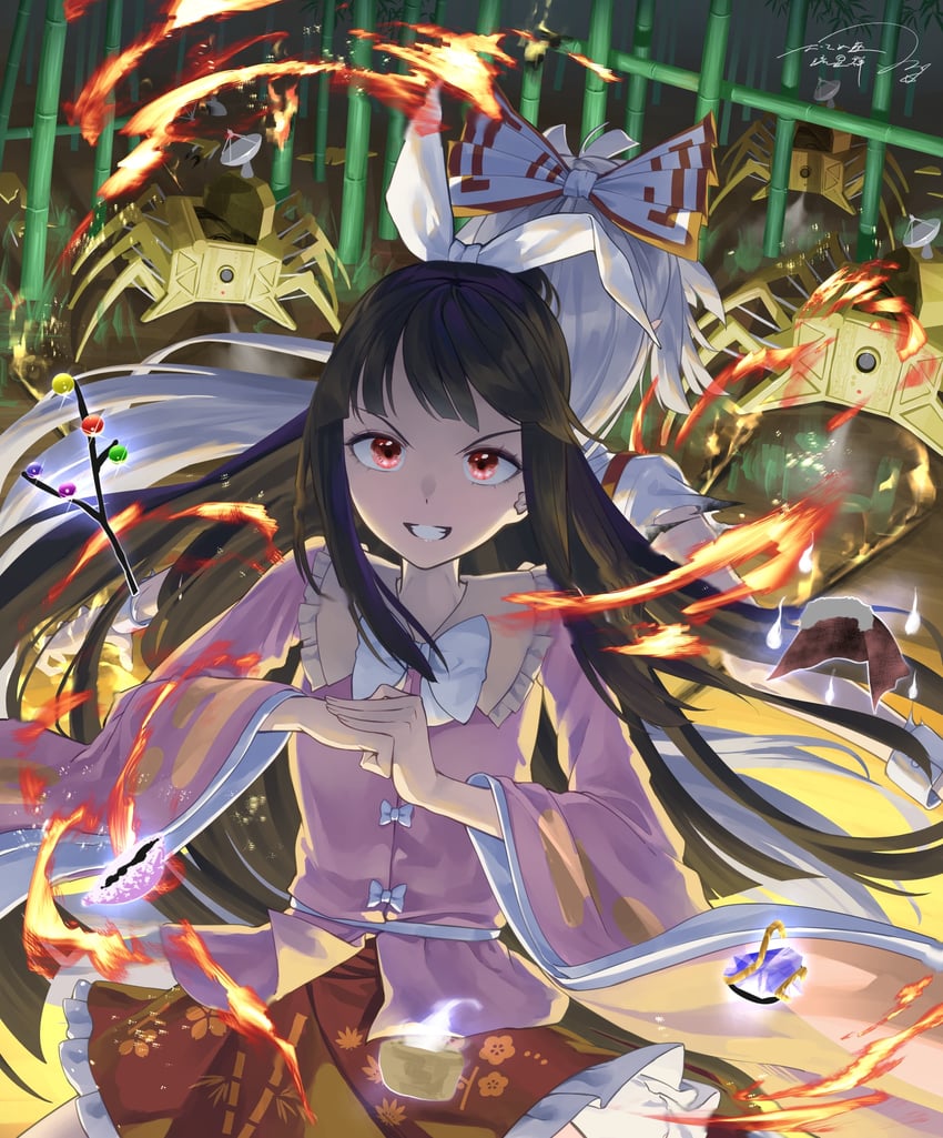 fujiwara no mokou and houraisan kaguya (touhou) drawn by otomeza_ryuseigun