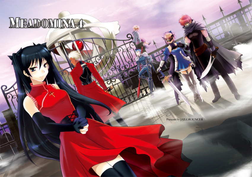 artoria pendragon, saber, tohsaka rin, gilgamesh, emiya shirou, and 3 more (fate and 2 more) drawn by arisu_shiria