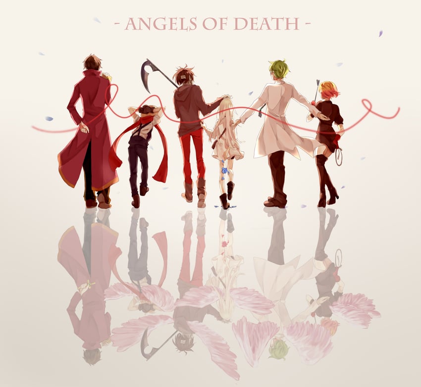 rachel gardner, isaac foster, danny, cathy, eddie, and 1 more (satsuriku no tenshi) drawn by marmalade_(7591468)
