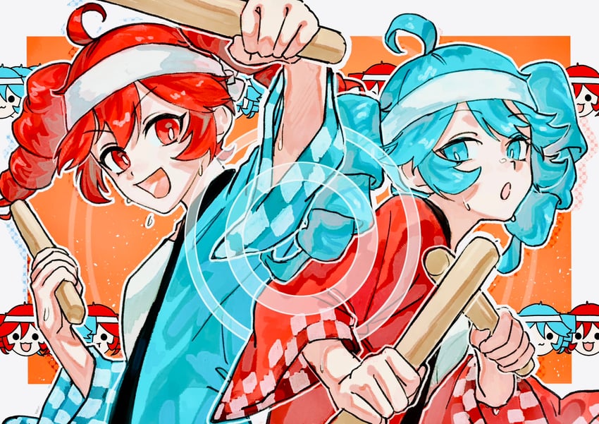 hatsune miku and kasane teto (vocaloid and 1 more) drawn by kaki_tomogui
