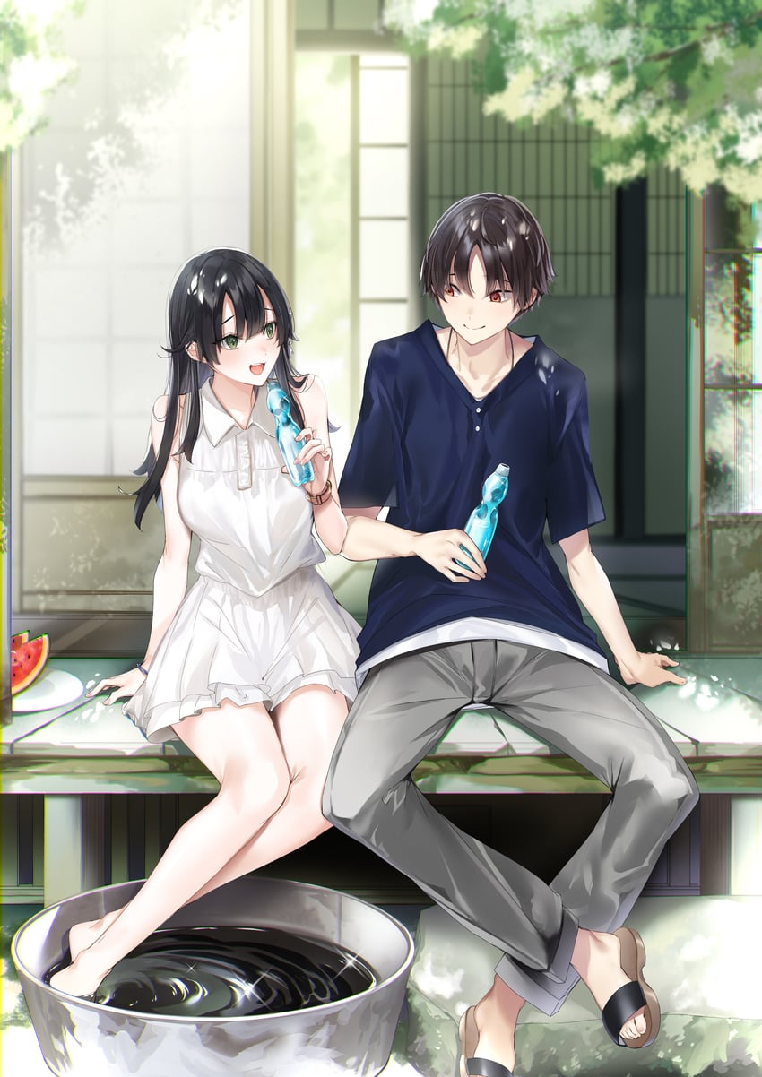 hitotsuba kaede and yoshizumi yuya (ryoushin no shakkin) drawn by kakao_(chocolate_land)