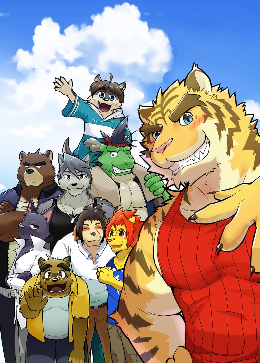 kouya aotsuki, torahiko oshima, juuichi mikazuki, shun kodori, tatsuki midoriya, and 4 more (morenatsu) drawn by barry11