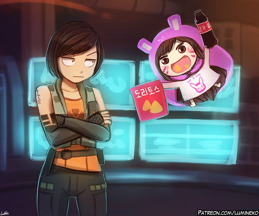 d.va and lily shen (overwatch and 4 more) drawn by lumineko