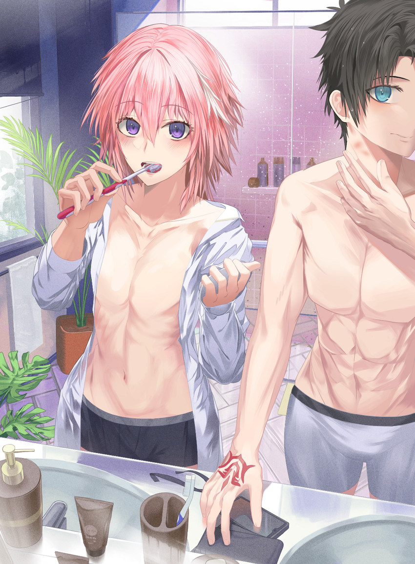 fujimaru ritsuka and astolfo (fate and 2 more) drawn by nanidato_(nanidat0)
