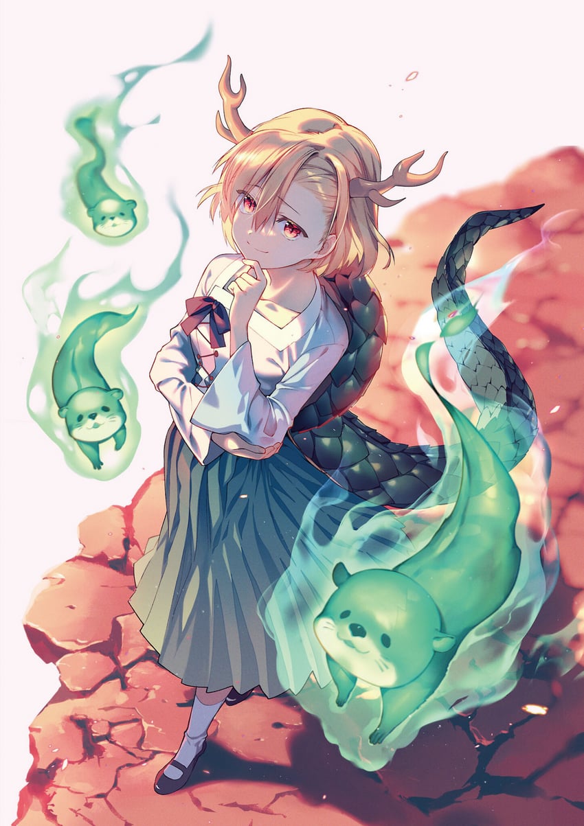 kicchou yachie and otter spirit (touhou and 1 more) drawn by hiiragi_akio